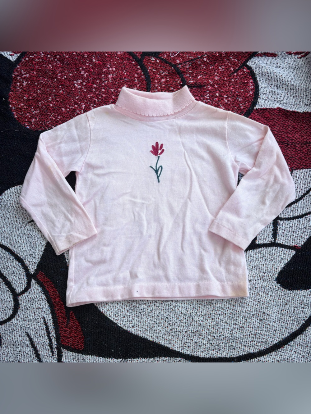 VINTAGE HEALTHTEX PINK FLORAL ACCENT LONG SLEEVE T SHIRT SIZE 5T